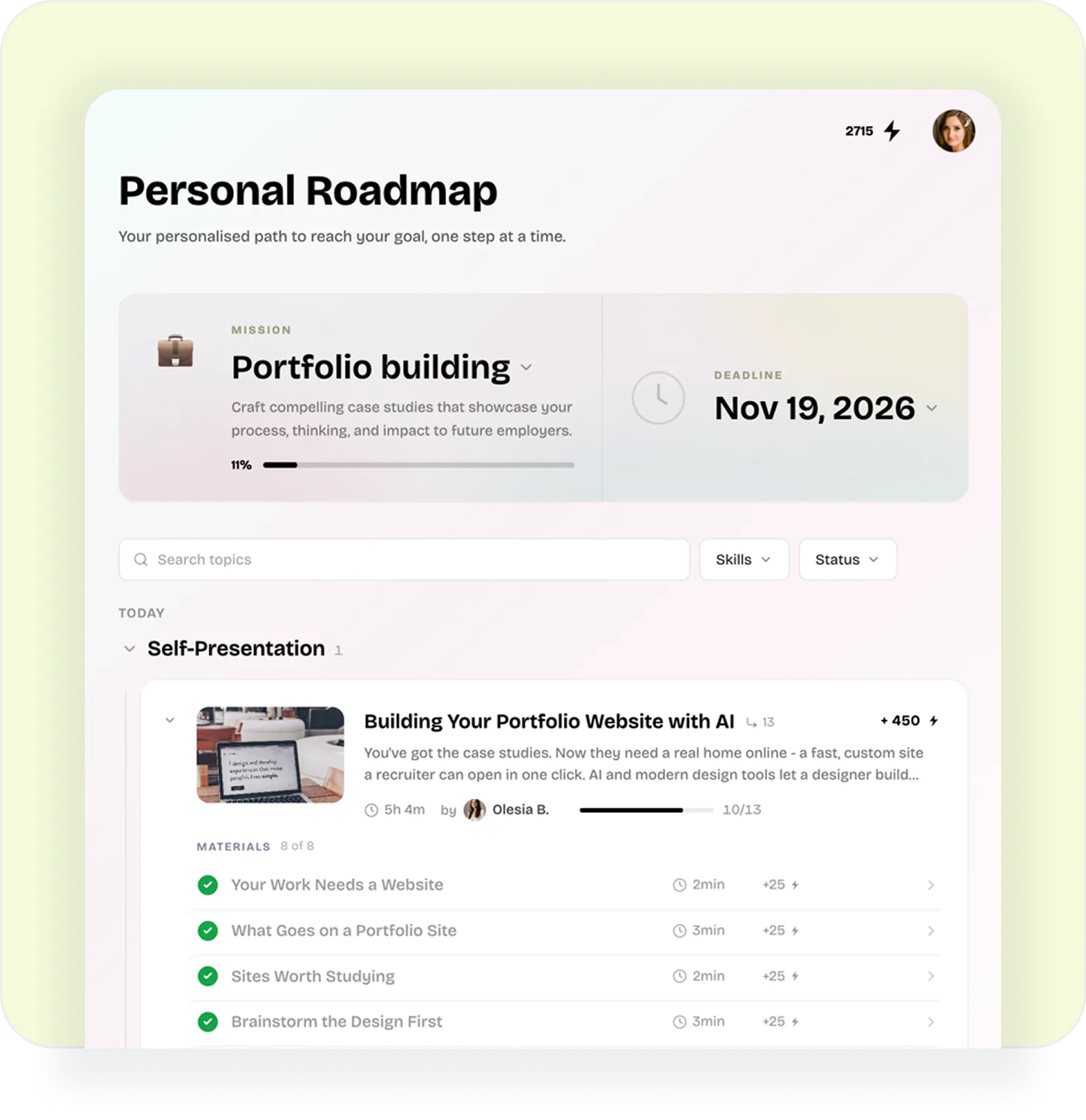 Get your personalized plan according to your mission